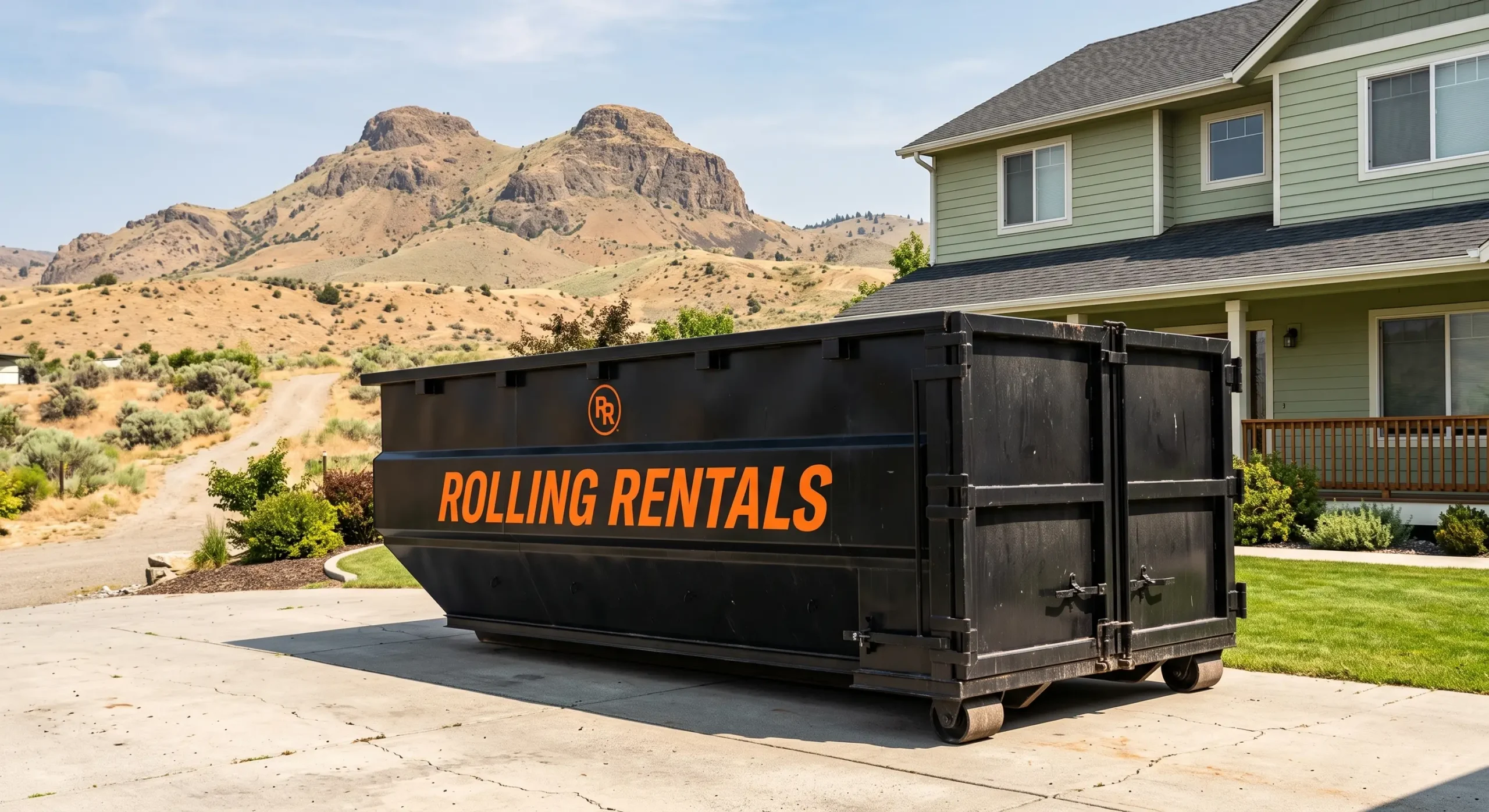 Rolling Rentals delivering a residential dumpster to a customer in Chelan County WA