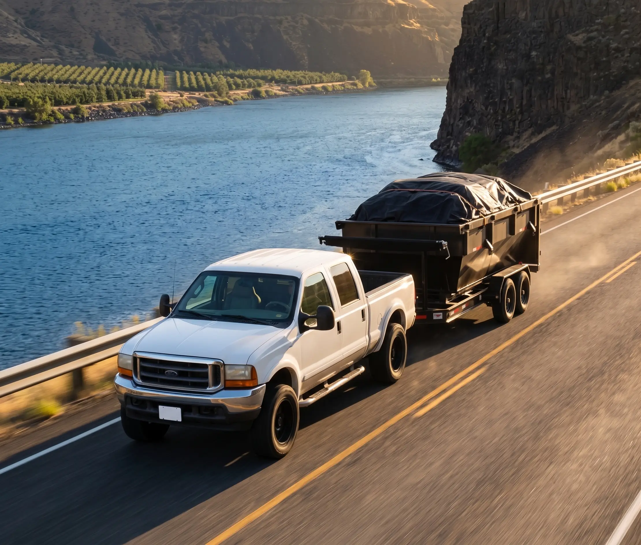 Rolling Rentals dumpsters staged in winter conditions in Chelan County WA